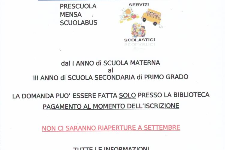ISCRIZIONE SERVIZI SCOLASTICI 